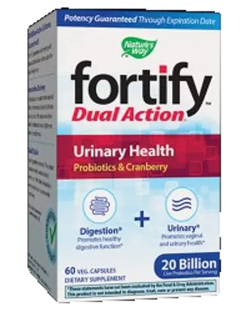 Nature's Way Fortify Dual Action Urinary Health 20 Billion Active Probiotics + Cranberry За здраве на пикочните пътища и вагиналната микрофлора х 60 капсули