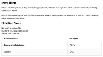 GABA 750 mg Plus - 120 капсули, 60 Дози