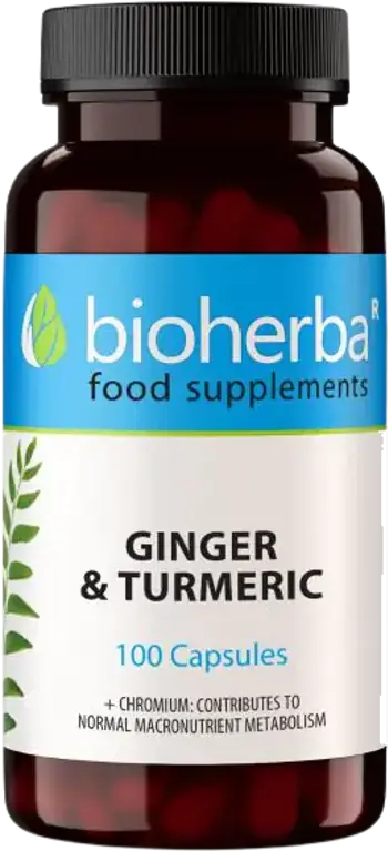 Bioherba Ginger and Turmeric Куркума и Джинджифил х 100 капсули