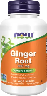 NOW Foods Ginger Root 550 мг Корен от Джинджифил - 100 веге капсули, 100 дози