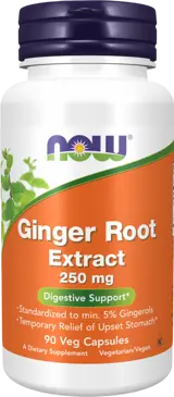 NOW Foods Ginger Root Extract 250 мг Джинджифил - 90 веге капсули, 90 дози