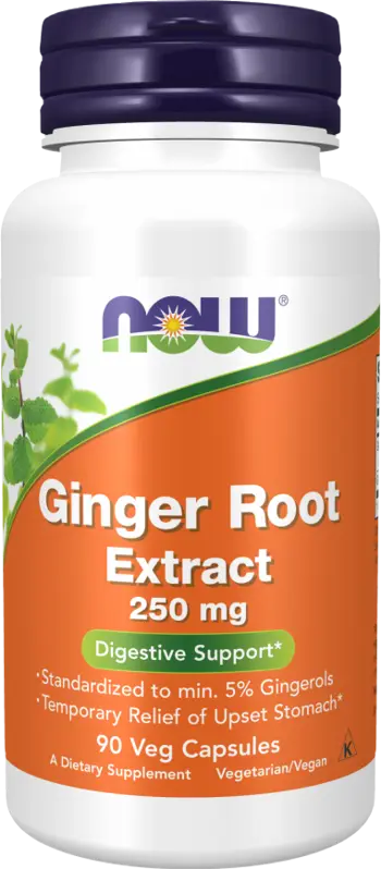 NOW Foods Ginger Root Extract 250 мг Джинджифил - 90 веге капсули, 90 дози