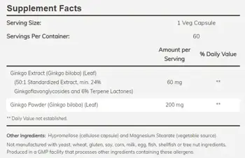 Ginkgo Biloba 60 мг - 60 капсули