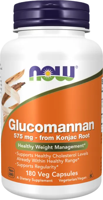 NOW Foods Glucomannan 575 мг Глюкоманан - 180 веге капсули, 60 дози