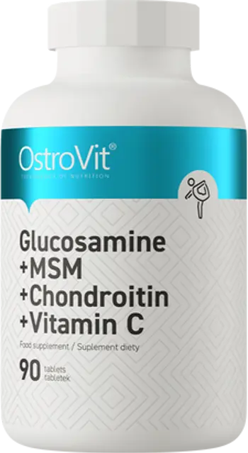 OstroVit Glucosamine + MSM + Chondroitin + Vitamin C Глюкозамин Сулфат + МСМ + Хондроитин Сулфат + Витамин C - 90 таблетки, 45 дози