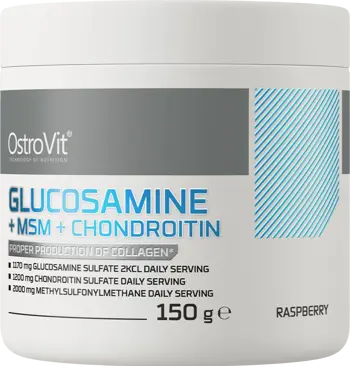 OstroVit Glucosamine + MSM + Chondroitin Powder Глюкозамин + MSM метилсулфонилметан + Хондроитин + Хиалуронова Киселина на Прах - 150 грама, 30 дози