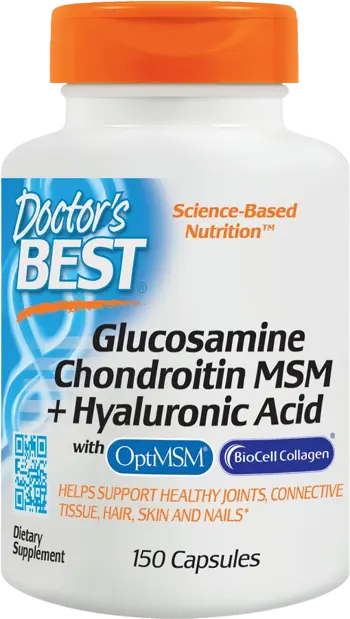 Doctor's Best Glucosamine Chondroitin MSM + Hyaluronic Acid За здрави стави и съединителна тъкан х 150 капсули