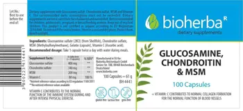 Bioherba Glucosamine & Chondroitin + MSM За здрави стави и хрущяли