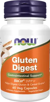 NOW Foods Gluten Digest Enzymes Ензимна Формула - 60 веге капсули, 60 дози
