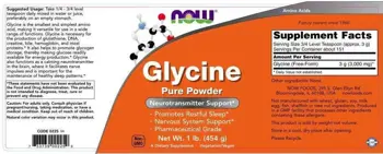 NOW Foods Glycine Powder 3000 мг Глицин на Прах - 454 грама, 151 дози