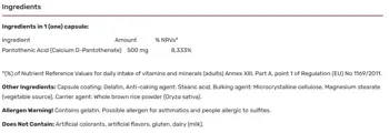 GNC Пантотенова Киселина 500 мг - 100 капсули, 100 дози