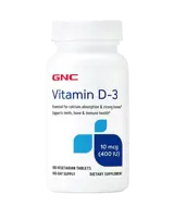 GNC Витамин D-3 400IU - 100 вегетариански таблетки, 100 дози