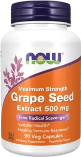 NOW Foods Grape Seed Extract 500 мг Maximum Strength Гроздово Семе - 90 веге капсули, 90 дози
