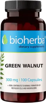Bioherba Green Walnut 300 mg Зелен орех с желязо х 100 капсули