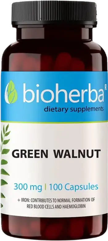 Bioherba Green Walnut 300 mg Зелен орех с желязо х 100 капсули