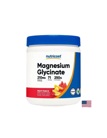 Nutricost Magnesium Glycinate 210 mg x 250 g прах, с аромат на плодов пунш