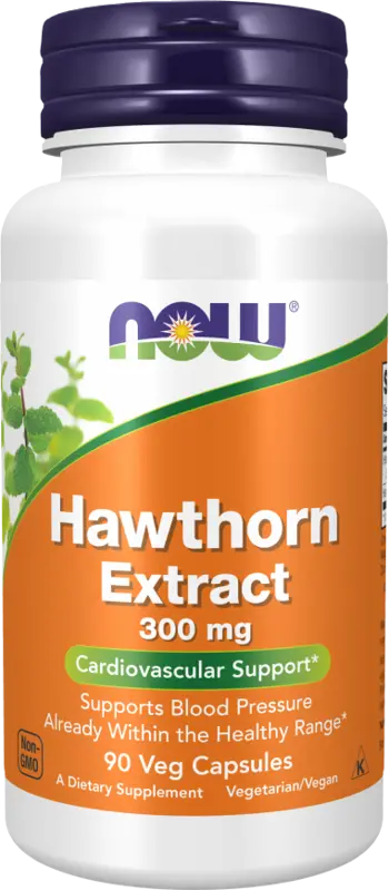 NOW Foods Hawthorn Extract 300 мг Екстракт от Глог - 90 веге капсули, 90 дози