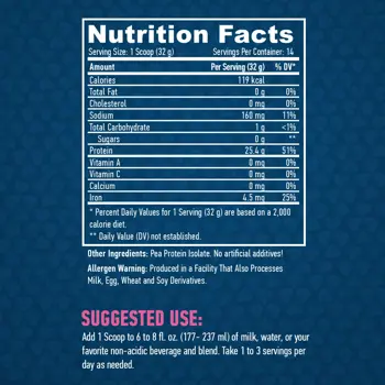 HAYA LABS 100% All Natural Pea Protein Isolate (Грахов Протеин Изолат) - 454 грама, 14 дози