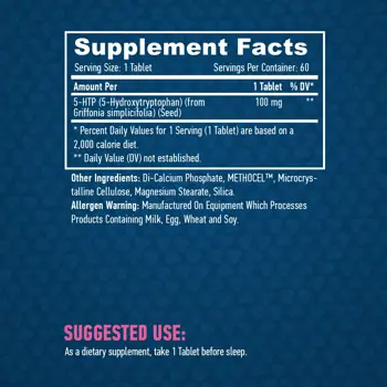 HAYA LABS 5-HTP Time Release 100 мг 5-Хидpoĸcитpиптoфaн - 60 таблетки, 60 дози