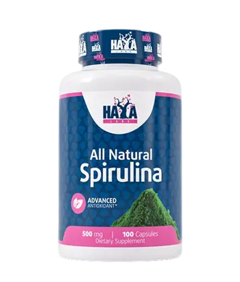HAYA LABS All Natural Spirulina 500 мг Спирулина - 100 капсули, 16 дози