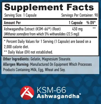 HAYA LABS Ashwagandha KSM-66 Екстракт от Kорен на Ашваганда KSM 66 - 90 капсули, 90 дози