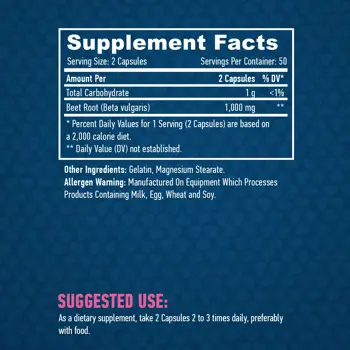 HAYA LABS Beet root Beta Vulgaris 500 мг Корен от Червено Цвекло - 100 капсули, 50 дози