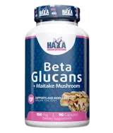 HAYA LABS Beta Glucans 100 мг Beta-1,3/1,6-D- Глюкан и Гъба Майтаке - 90 капсули, 90 дози