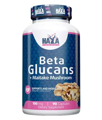 HAYA LABS Beta Glucans 100 мг Beta-1,3/1,6-D- Глюкан и Гъба Майтаке - 90 капсули, 90 дози