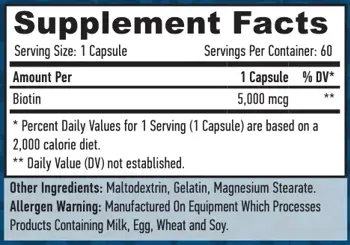 HAYA LABS Biotin 5000 мкг Биотин - 60 капсули, 60 дози