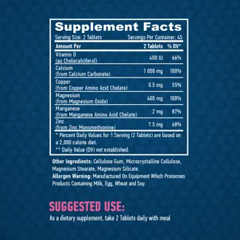 HAYA LABS Calcium Magnesium & Zinc with Vitamin D Kалций, Mагнезий, Цинк и Витамин D - 90 таблетки, 45 дози