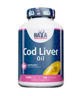 HAYA LABS Cod Liver Oil 1000 мг Рибено Масло От Треска - 100 гел капсули, 100 дози