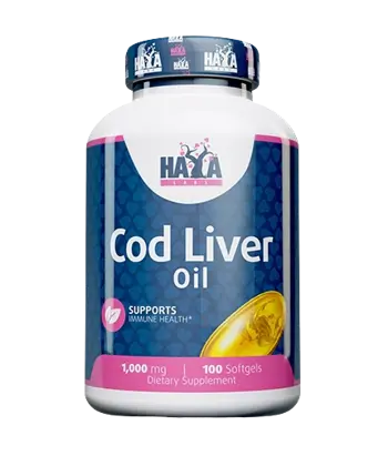 HAYA LABS Cod Liver Oil 1000 мг Рибено Масло От Треска - 100 гел капсули, 100 дози