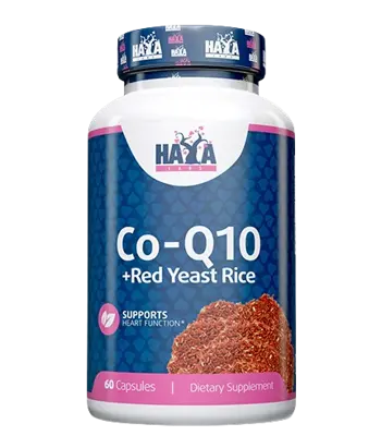 HAYA LABS Coenzyme Co-Q10 60 мг Коензим Q10 & Red Yeast Rice 500 мг Червени Оризови Дрожди - 60 капсули, 30 дози