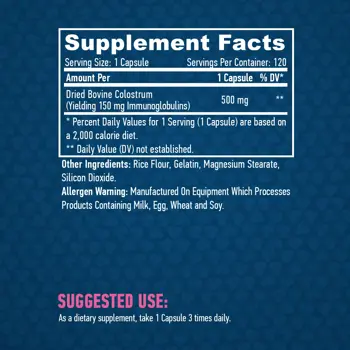 HAYA LABS Colostrum 500 мг Коластра - 120 капсули, 120 дози
