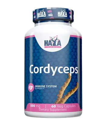 HAYA LABS Cordyceps 500 мг Екстракт от Гъба Кордицепс Синенсис - 60 вег капсули, 30 дози