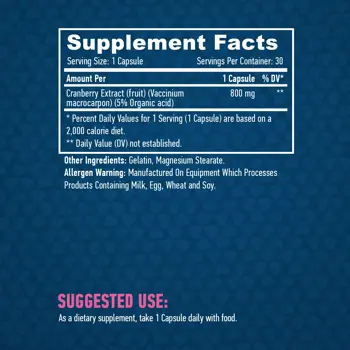 HAYA LABS Cranberry Fruit Extract 800 мг Червена Боровинка - 30 капсули, 30 дози