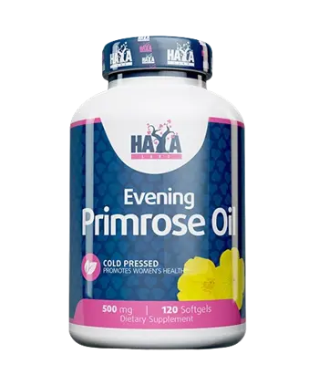 HAYA LABS Evening Primrose Oil / Cold Pressed / 500 мг Масло От Вечерна Иглика - 120 гел капсули, 40 дози