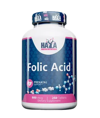 HAYA LABS Folic Acid 800 мкг Фолиева Киселина - 250 таблетки, 250 дози