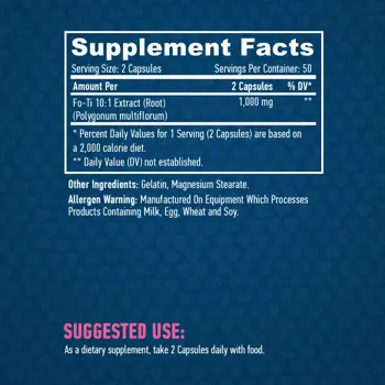 HAYA LABS Fo-Ti Root Extract 1000 мг Екстракт От Корен На Фо-Ти - 100 капсули, 50 дози