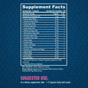 HAYA LABS Free Form Amino Acids Аминокиселини в Свободна Форма - 100 капсули, 100 дози