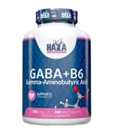 HAYA LABS GABA + B-6 500 мг ГАБА + Витамин В6 - 100 вег капсули, 100 дози