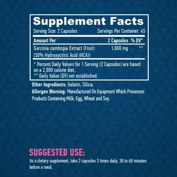 HAYA LABS Garcinia Cambogia 500 мг Гарциния Камбоджа - 90 капсули, 45 дози