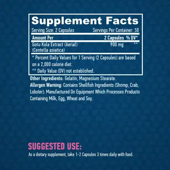 HAYA LABS Gotu Kola Extract 450 мг Готу Кола - 100 капсули, 50 дози