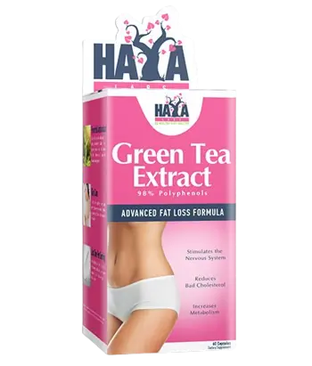HAYA LABS Green Tea Extract 500 мг Екстракт от Зелен Чай - 60 капсули, 60 дози