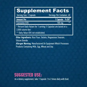 HAYA LABS High Potency Coenzyme Co-Q10 100 мг Коензим Q10 - 60 капсули, 60 дози