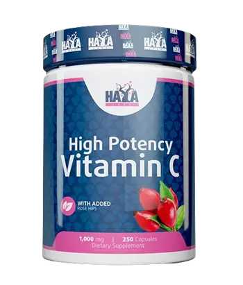 HAYA LABS High Potency Vitamin C 1000 мг with Rose Hips Витамин Ц с Екстракт От Шипки - 250 капсули, 250 дози