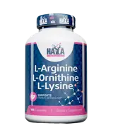 HAYA LABS L-Arginine / L-Ornithine / L-Lysine Л-Аргинин, Л-Орнитин, Л-Лизин - 100 капсули, 25 дози
