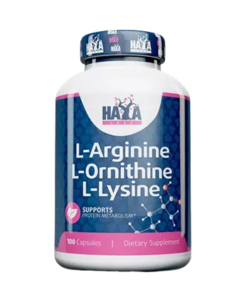 HAYA LABS L-Arginine / L-Ornithine / L-Lysine Л-Аргинин, Л-Орнитин, Л-Лизин - 100 капсули, 25 дози