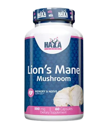 HAYA LABS Lion's Mane Mushroom 500 мг Екстракт от Гъба Лъвска Грива - 60 капсули, 60 дози