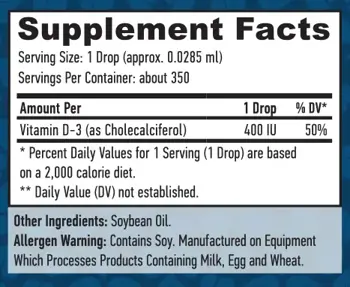 HAYA LABS Liquid Vitamin D3 400 IU Витамин D-3 - 10 мл, 350 дози